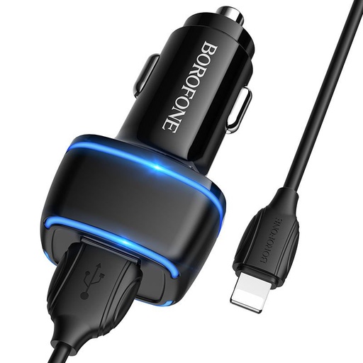 Borofone BZ14 do auta nabíjačka (2 USB port, lightning kábel), 5V 2,4A, čierny