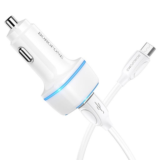 Borofone BZ14 do auta nabíjačka (2 USB port, microUSB kábel), 5V 2,4A, biely