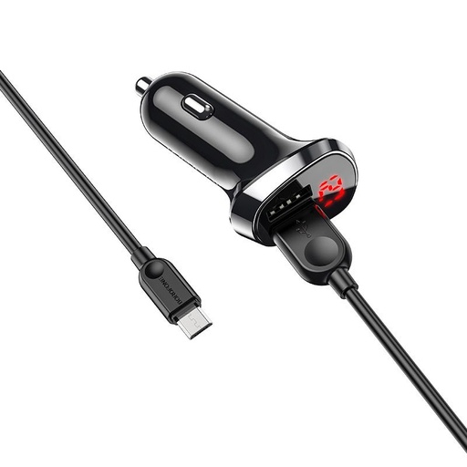 Borofone BZ15 do auta nabíjačka (2 USB port, microUSB kábel), LED indikátor stavu, 5V 2,4A, čierny