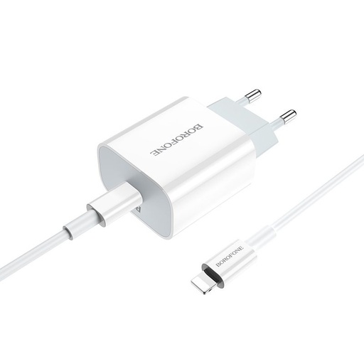 Borofone BA38A PD sieťový rýchlonabíjačka (lightning kábel), max. 18W, biely