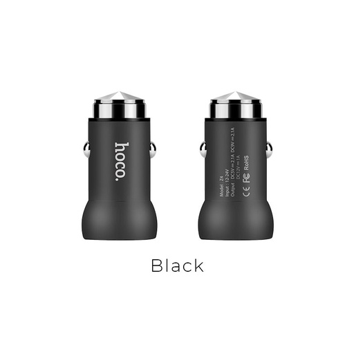 Hoco Z4 do auta rýchlonabíjačka, 5V 2,1A, QC 3.0, čierny