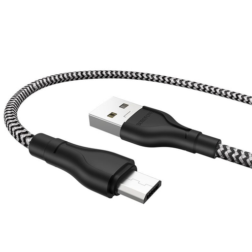Borofone BX39 microUSB kábel, látkový, 3A, 1m, čierny/ biely