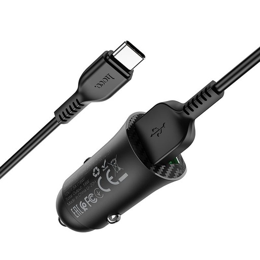 Hoco Z39 do auta rýchlonabíjačka (2 USB port, type-C kábel), QC 3.0, 18W, čierny