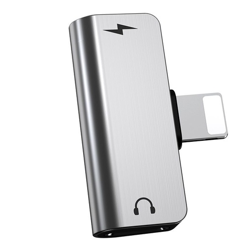 Hoco LS24 lightning rozdeľovač (lightning audio+lightning nabíjačka port), 2A, strieborný