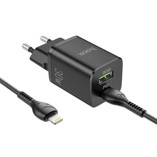 Hoco N13 sieťový rýchlonabíjačka (QC + PD konektor) PD lightning kábel, PD 30W + QC 3.0, biely