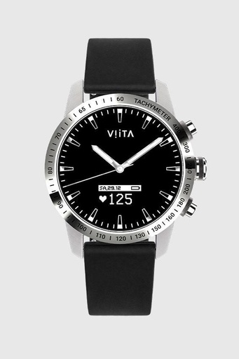 Viita HRV Tachymeter Leather inteligentné hodinky, merač aktivity, strieborný čierny