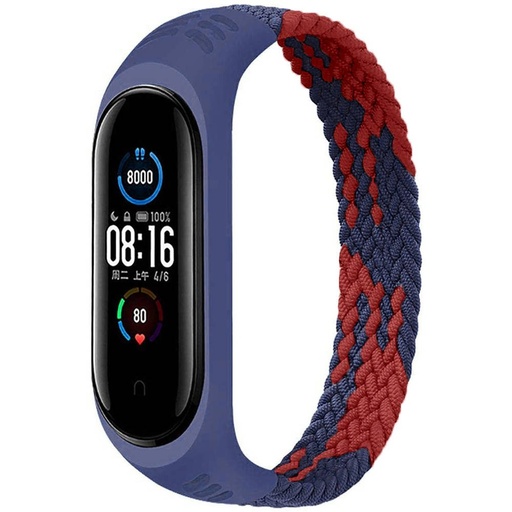 Xiaomi Mi Band 3/4/5/6 nylon remienok, morská modrá/červený