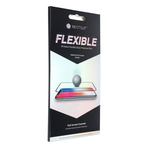 Apple iPhone 13 / 13 Pro / 14 / 16e 5D flexibilný hybrid ochranné sklo (Priehľadný, čierny s rámom)