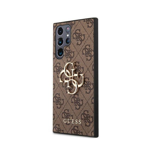 Samsung Galaxy S22 Ultra Guess PU 4G Metal Logo puzdro (Hnedý) - GUHCS22L4GMGBR