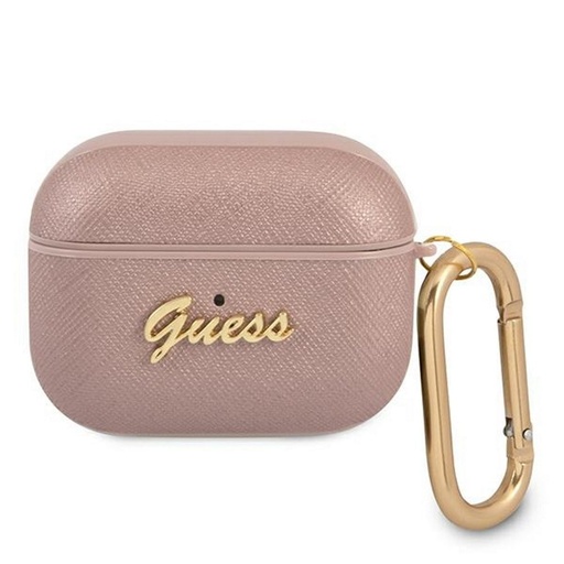 Guess AirPods Pro puzdro Saffiano PC/PU Metal Logo (Ružový) - GUAPSASMP