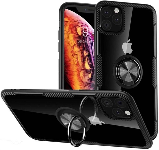 Apple iPhone 12/12 Pro carbon ring zadný kryt (Čierny)