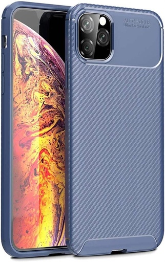 Apple iPhone 12/12 Pro carbon fiber silikónový zadný kryt (Modrý)