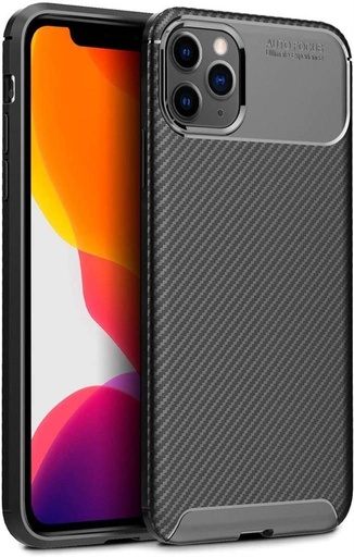 Apple iPhone 12/12 Pro carbon fiber silikónový zadný kryt (Čierny)