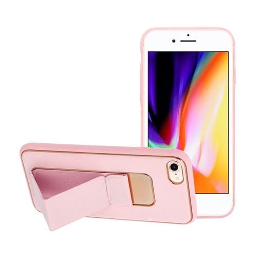 Apple iPhone 7/8/SE 2020/ SE 2022 koža ochranné puzdro vysúvací so stojanom, magnetický držiak do auta kompatibilný (Ružový)