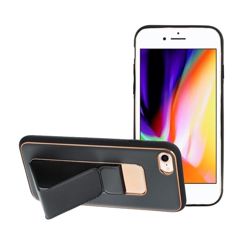Apple iPhone 7/8/SE 2020/ SE 2022 koža ochranné puzdro vysúvací so stojanom, magnetický držiak do auta kompatibilný (Čierny)