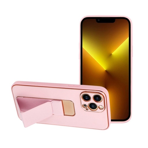 Apple iPhone 13 Pro Max koža ochranné puzdro vysúvací so stojanom, magnetický držiak do auta kompatibilný (Ružový)