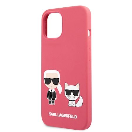 Apple iPhone 13 mini Karl Lagerfeld & Choupette tekutý silikónové puzdro (Červený) – KLHCP13SSSKCP