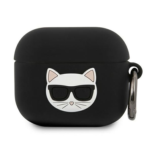 Apple AirPods 3 (Čierny) Karl Lagerfeld Choupette Head puzdro - KLACA3SILCHBK