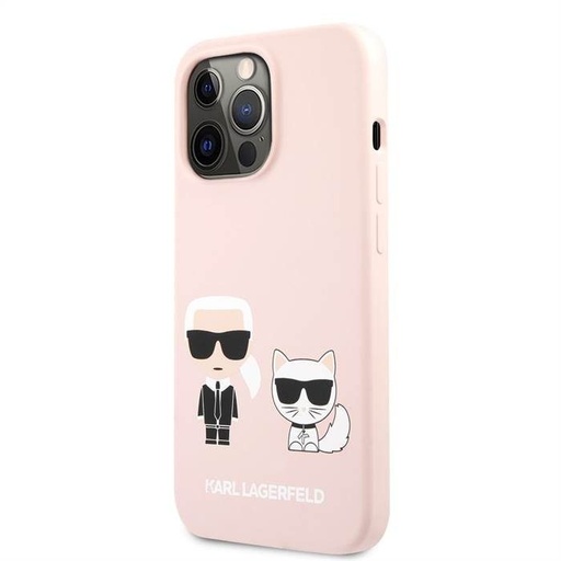 Apple iPhone 13 Pro Karl Lagerfeld Karl and Choupette Liquid Silicone puzdro (Ružový - KLHCP13LSSKCI)