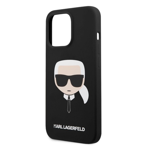 Apple iPhone 13 mini Karl Lagerfeld Liquid Silicone Karl Head puzdro (Čierny) – KLHCP13SSLKHBK