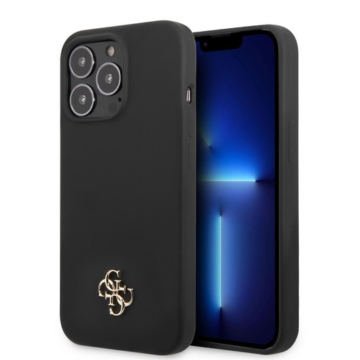Apple iPhone 13 Pro Guess 4G Silicone Metal Logo puzdro (Čierny) - GUHCP13LS4LK