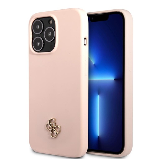 Apple iPhone 13 Pro Guess 4G Silicone Metal Logo puzdro (Ružový) - GUHCP13LS4LP