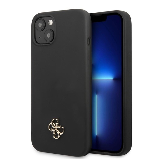 Apple iPhone 13 Guess 4G Silicone Metal Logo puzdro (Čierny) - GUHCP13MS4LK