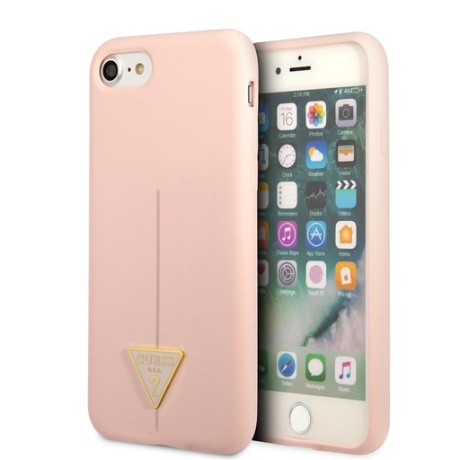 Apple iPhone 7 / iPhone 8 / iPhone SE 2020 / iPhone SE 2022 GUESS Silicon triangle prémiový zadný kryt (Ružový - GUHCI8SLTGP)