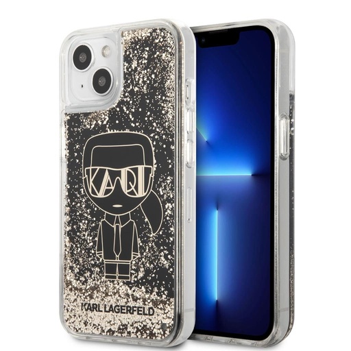 Apple iPhone 13 Karl Lagerfeld Liquid Glitter Gatsby puzdro (Čierny) – KLHCP13MLGGKBK