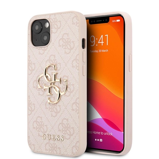 Apple iPhone 13 Guess PU 4G Metal Logo puzdro (Ružový) - GUHCP13M4GMGPI