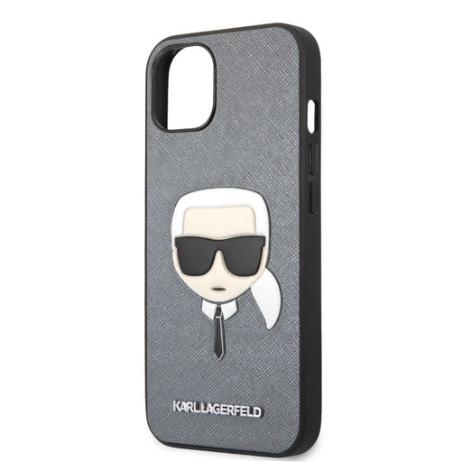 Apple iPhone 13 mini Karl Lagerfeld PU Saffiano Karl Head puzdro (Strieborný) – KLHCP13SSAKHSL