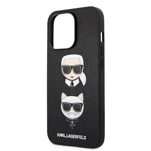 Apple iPhone 13 Karl Lagerfeld PU Saffiano Karl and Choupette Heads puzdro (Čierny) – KLHCP13MSAKICKCBK