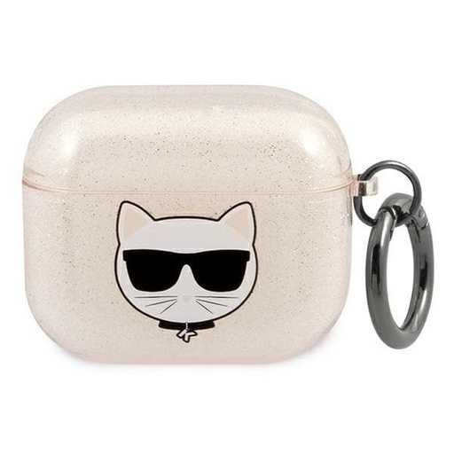 Apple AirPods 3 Karl Lagerfeld Choupette Glitter puzdro (Zlatý) – KLA3UCHGD