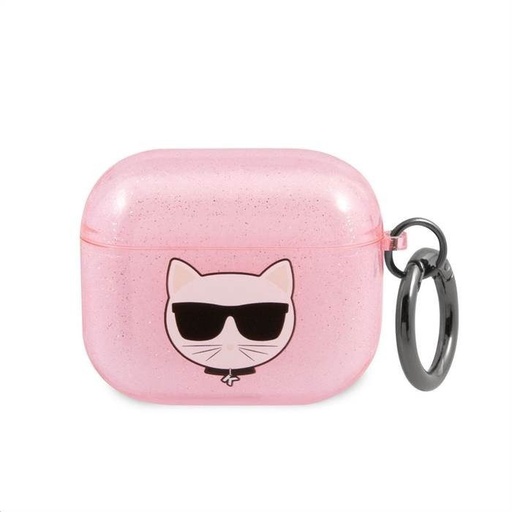 Apple AirPods 3 Karl Lagerfeld Choupette Glitter puzdro (Ružový) – KLA3UCHGP