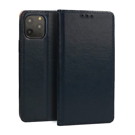 Apple iPhone 12/12 Pro originálny koža knižkové puzdro (Modrý)