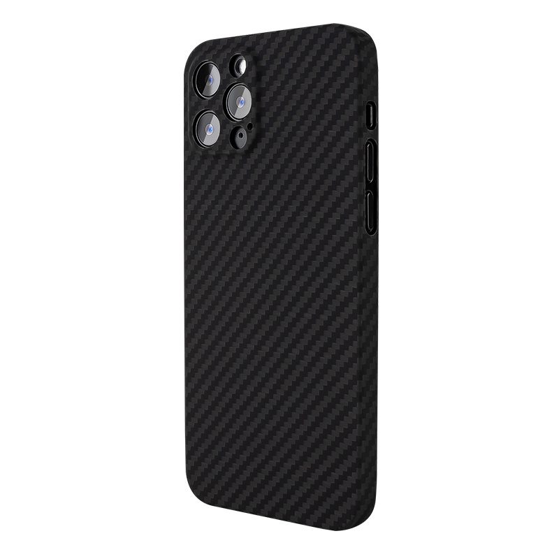 Apple iPhone 12 Pro aramid carbon ütésálló ultravékony hátlap tok (Fekete)