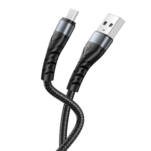 XO NB209 micro USB dátový kábel (Čierny) – pletený kryt, hliník puzdro, 1 m
