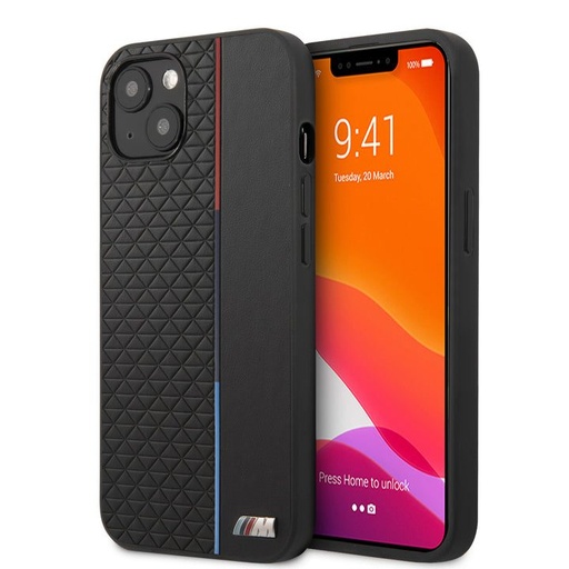 Apple iPhone 13 BMW PU puzdro – Triangles Tricolor Line (Čierny) - BMHCP13MTRTBK