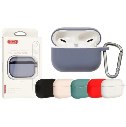XO F70 silikónový slúchadlo puzdro AirPods Pro-hoz s háčikom (Čierny)