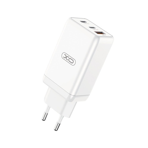 XO CE03 65W GaN rýchlonabíjačka (Biely) – USB-C PD 65W + USB-A QC 30W