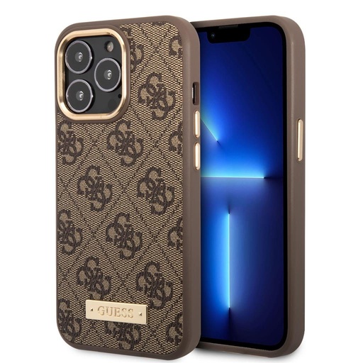Apple iPhone 13 Pro Guess PU 4G MagSafe puzdro (Hnedý) - GUHMP13LU4GPRW
