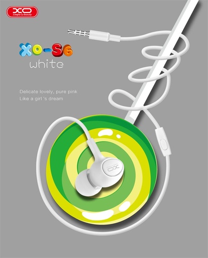 XO S6 Candy drôtový slúchadlo (Biely) – jack 3,5 mm s konektorom