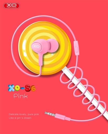 XO S6 Candy drôtový slúchadlo (Ružový) – jack 3,5 mm s konektorom