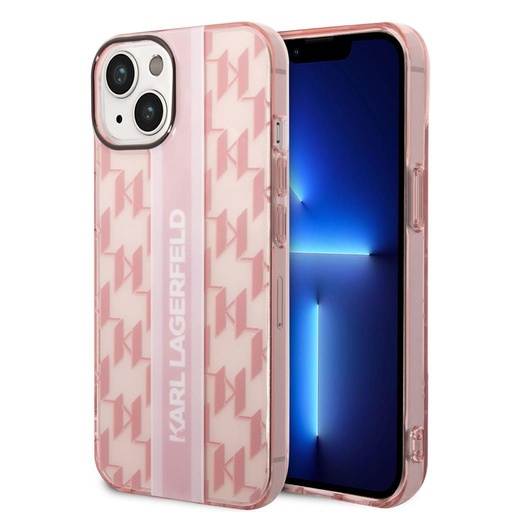 Apple iPhone 14 Plus Karl Lagerfeld Monogram Vertical Stripe puzdro (Ružový) – KLHCP14MHKLSPCP