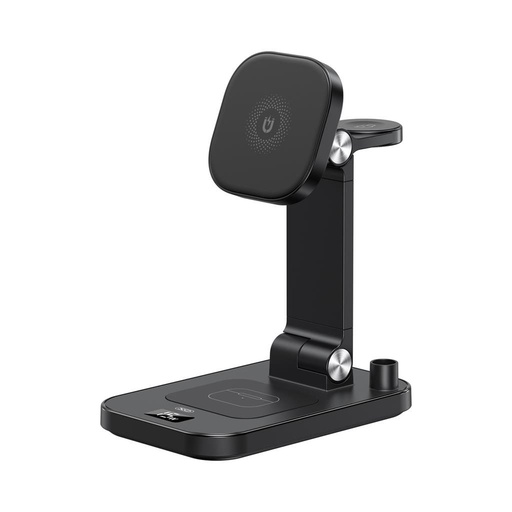 XO TK23 digitálny s displejom magnetický 4 az 1-ben nabíjačka (Čierny) – 15W k telefónu, 5W k slúchadlám, 2.5W k inteligentným hodinkám, 2W kapacitný