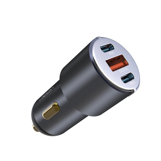 XO CC45 do auta rýchlonabíjačka 2 PD + QC 3.0 s konektorom lightning s káblom, čierno-biely