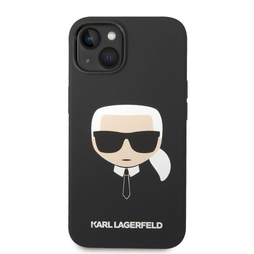 Apple iPhone 14 Karl Lagerfeld MagSafe Compatible Liquid Silicone Karl Head puzdro (Čierny) – KLHMP14SSLKHBK