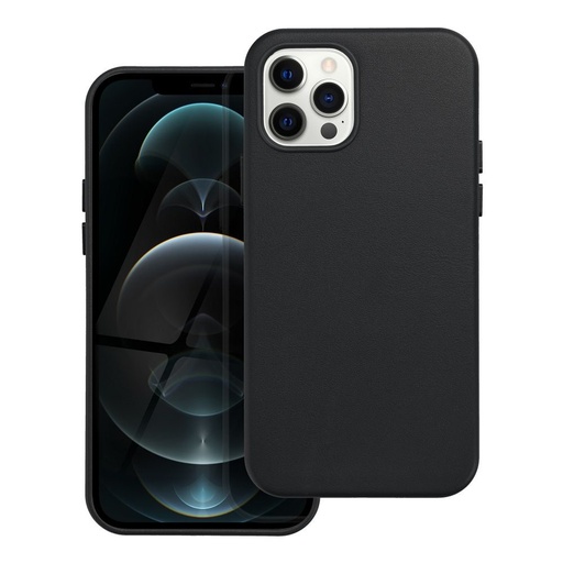 Apple iPhone 12 Pro Leather Mag magsafe zadný kryt (Čierny)