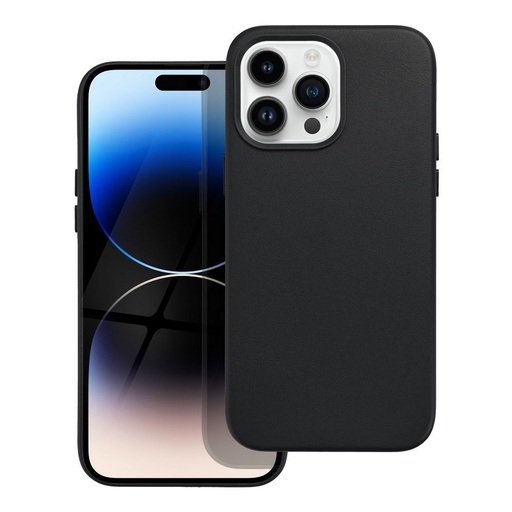 Apple iPhone 14 Pro Max Leather Mag magsafe zadný kryt (Čierny)