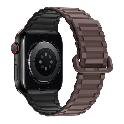 Apple Watch 42 / 44 / 45 / 49 mm Hoco WA06 flexibilný magnetický silikónový remienok káva čierny